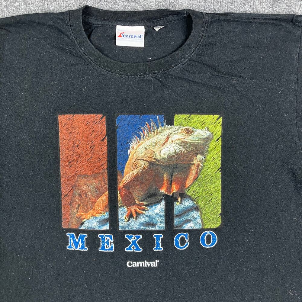 Carnival T-Shirt‎ Mens Size L Black Graphic Vintage Mexico Iguana Souvenir Tee